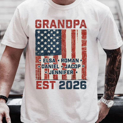 America Grandpa Est Grandkids Personalized - T shirt