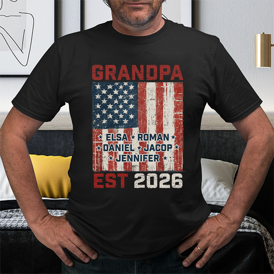 America Grandpa Est Grandkids Personalized - T shirt