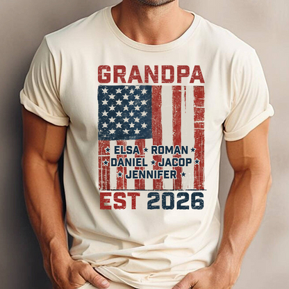 America Grandpa Est Grandkids Personalized - T shirt