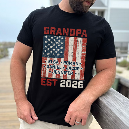 America Grandpa Est Grandkids Personalized - T shirt