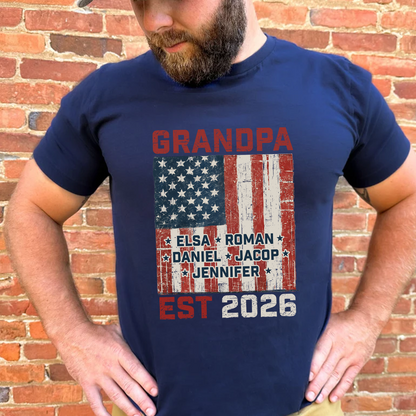 America Grandpa Est Grandkids Personalized - T shirt