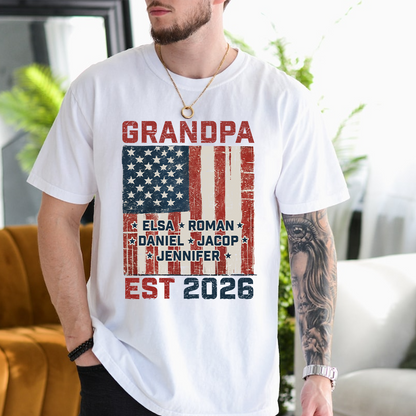 America Grandpa Est Grandkids Personalized - T shirt