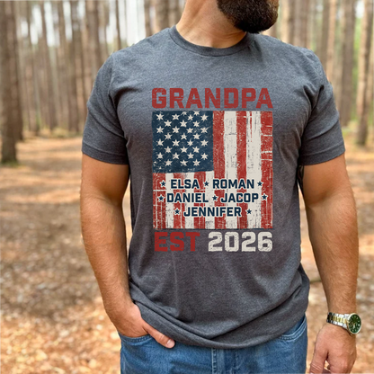 America Grandpa Est Grandkids Personalized - T shirt