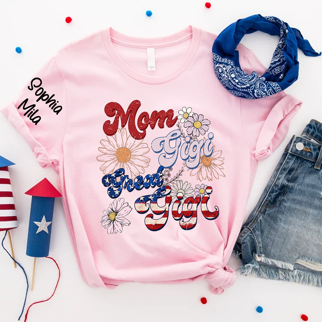 America Nana Floral Mom Nana Great Nana CTH01 T-Shirt