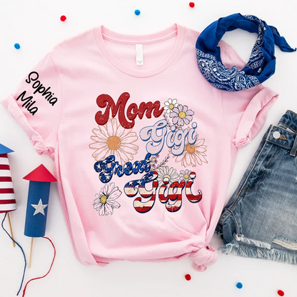 America Nana Floral Mom Nana Great Nana CTH01 T-Shirt