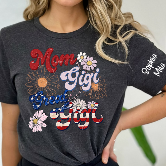 America Nana Floral Mom Nana Great Nana CTH01 T-Shirt