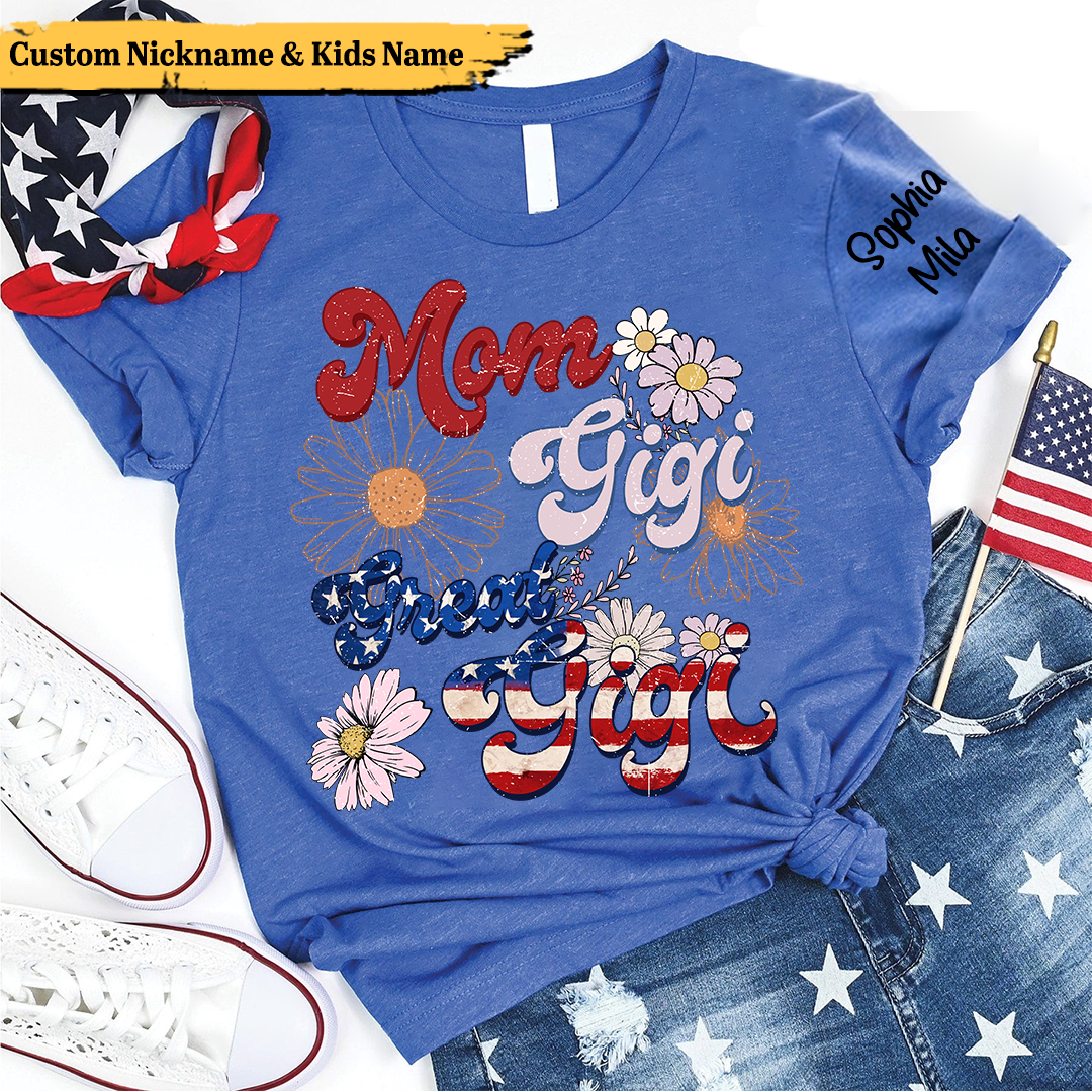 America Nana Floral Mom Nana Great Nana CTH01 T-Shirt