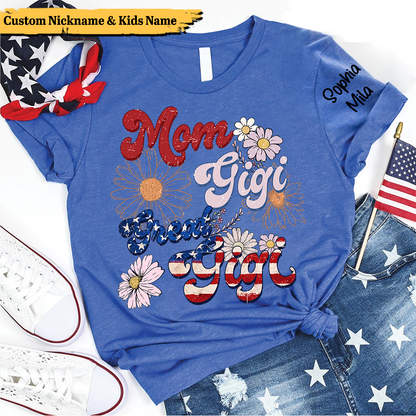 America Nana Floral Mom Nana Great Nana CTH01 T-Shirt