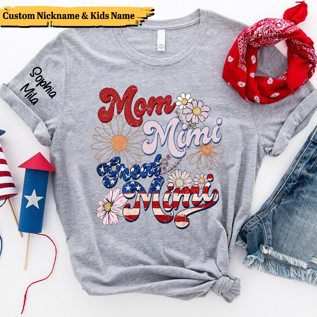 America Nana Floral Mom Nana Great Nana CTH01 T-Shirt