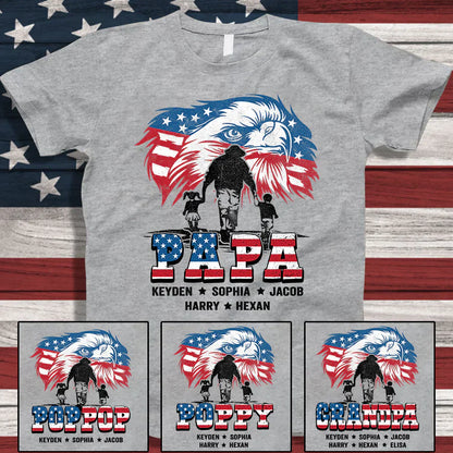 American Eagle Flag Papa And Grandkids CTH01 T-Shirt