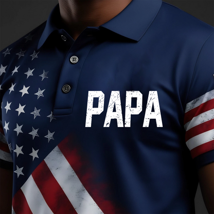 American Flag 1776–2026 Patriotic USA 250th Anniversary Polo Top Papa Grandpa and Grandkids Independence Gift