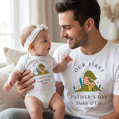 Personalised Matching Our First Father's Day, Daddy and Baby Gift Dad and Me tee 1st Fathers Day Dada Baby bodysuit