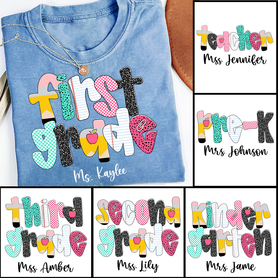 Custom Grade Leve Back To School, Teacher Team Shirt