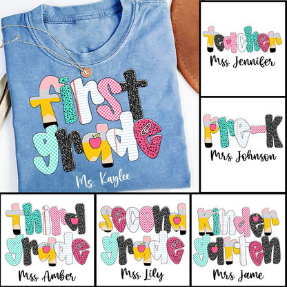 Custom Grade Leve Back To School, Teacher Team Shirt