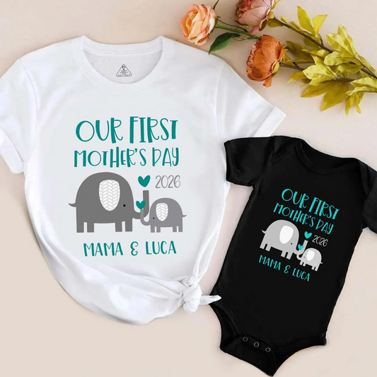Personalized Our First Mother's Day, Custom Names Mommy and Me Matching Shirts, Gift for New Mom