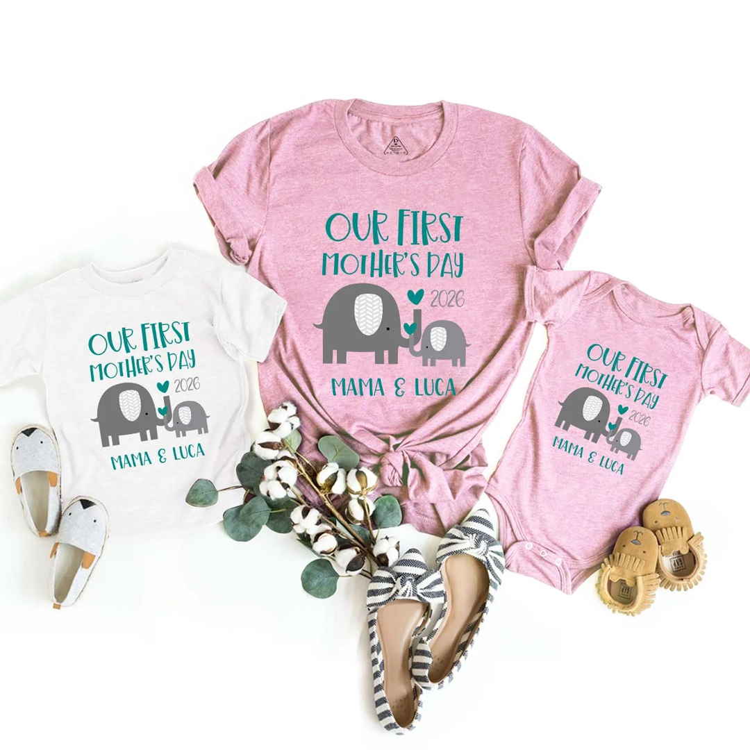 Personalized Our First Mother's Day, Custom Names Mommy and Me Matching Shirts, Gift for New Mom