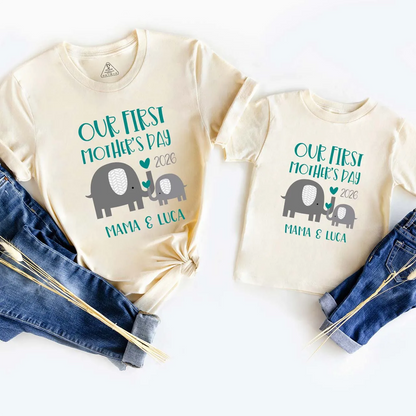 Personalized Our First Mother's Day, Custom Names Mommy and Me Matching Shirts, Gift for New Mom