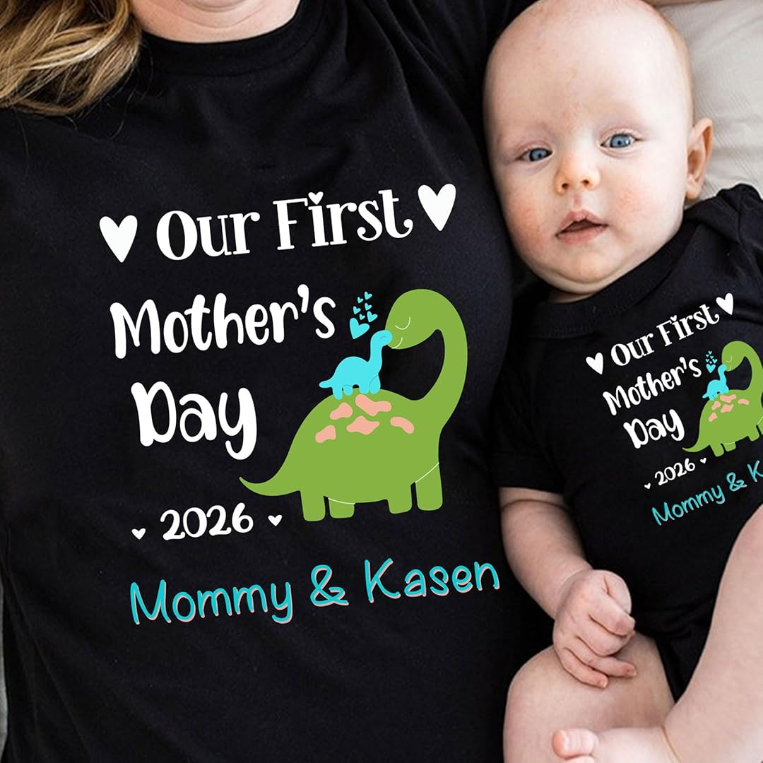 Our First Mother's Day Personalized Baby Onesie, Gifts for Mom
