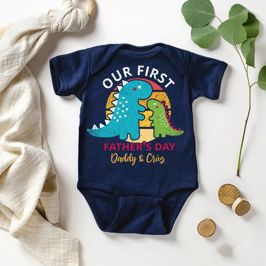 Personalized Dad and Baby Our First Father Day  Matching Outfits Shirts, Bodysuit Baby