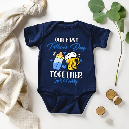 Personalized Our First Father Day Dad and Baby Matching Outfits Shirts