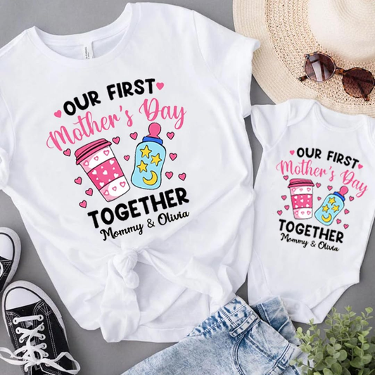Personalized Our First Mother's Day Mommy and Baby Matching Shirts, Gift for New Mom