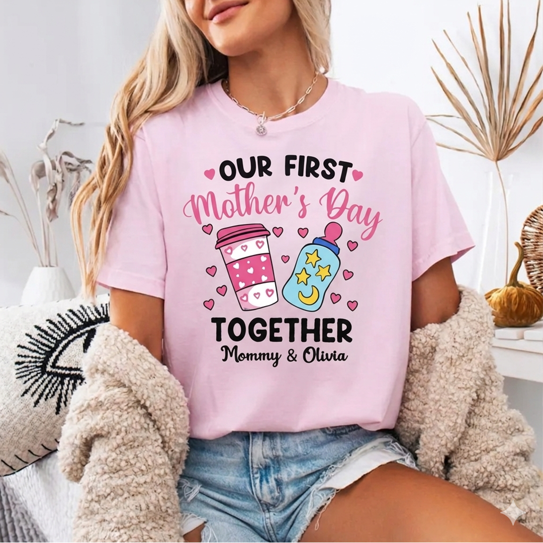 Personalized Our First Mother's Day Mommy and Baby Matching Shirts, Gift for New Mom