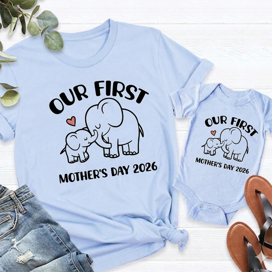 Personalized Our First Mother's Day Mommy and Kid Matching Shirts