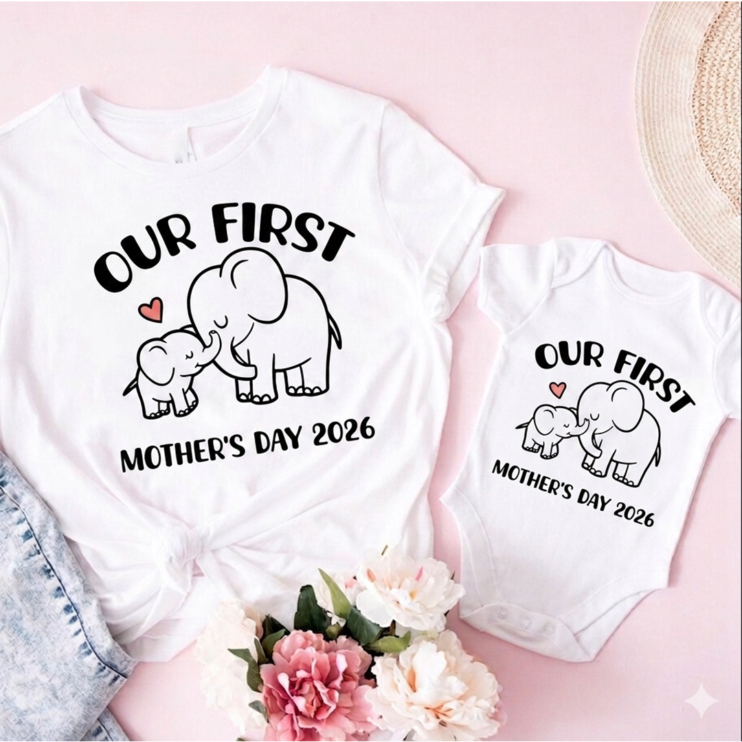 Personalized Our First Mother's Day Mommy and Kid Matching Shirts