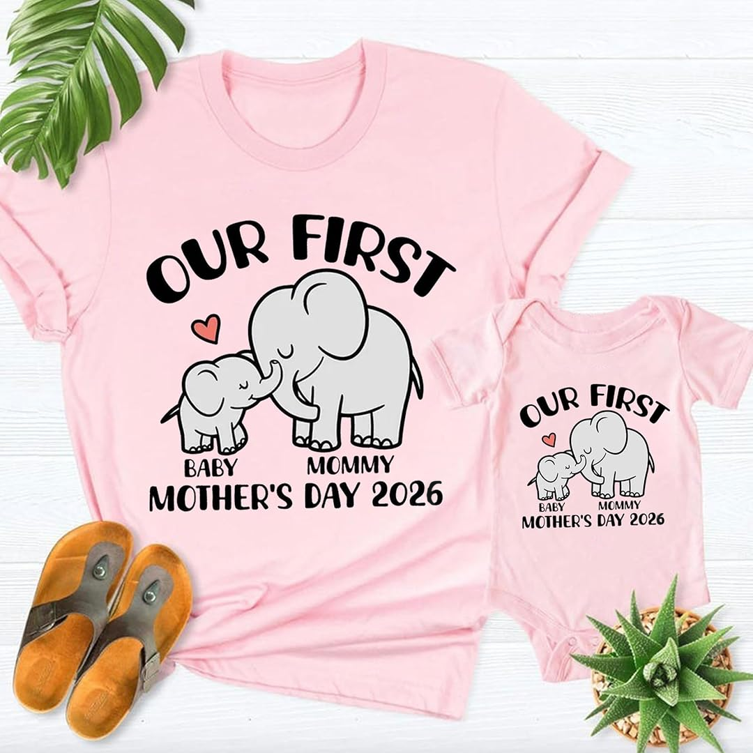 Personalized Our First Mother's Day Mommy and Kid Matching Shirts