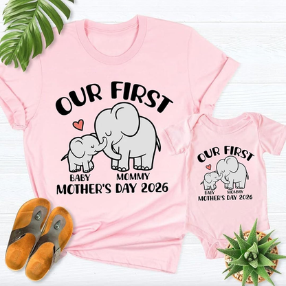 Personalized Our First Mother's Day Mommy and Kid Matching Shirts