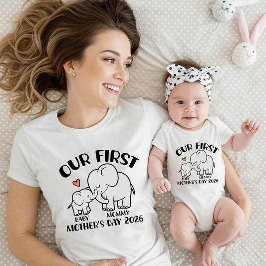Personalized Our First Mother's Day Mommy and Kid Matching Shirts