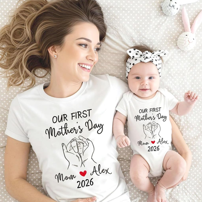 Custom Names Mommy and Me Matching Shirts Our First Mother's Day