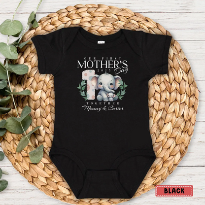 Personalized Our First Mothers Day, Mom and Baby Matching Outfits Shirts, Bodysuit Baby