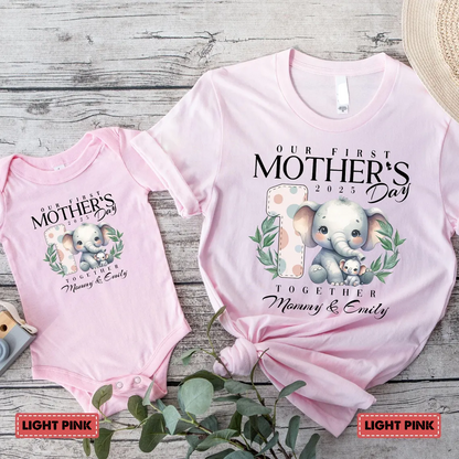 Personalized Our First Mothers Day, Mom and Baby Matching Outfits Shirts, Bodysuit Baby