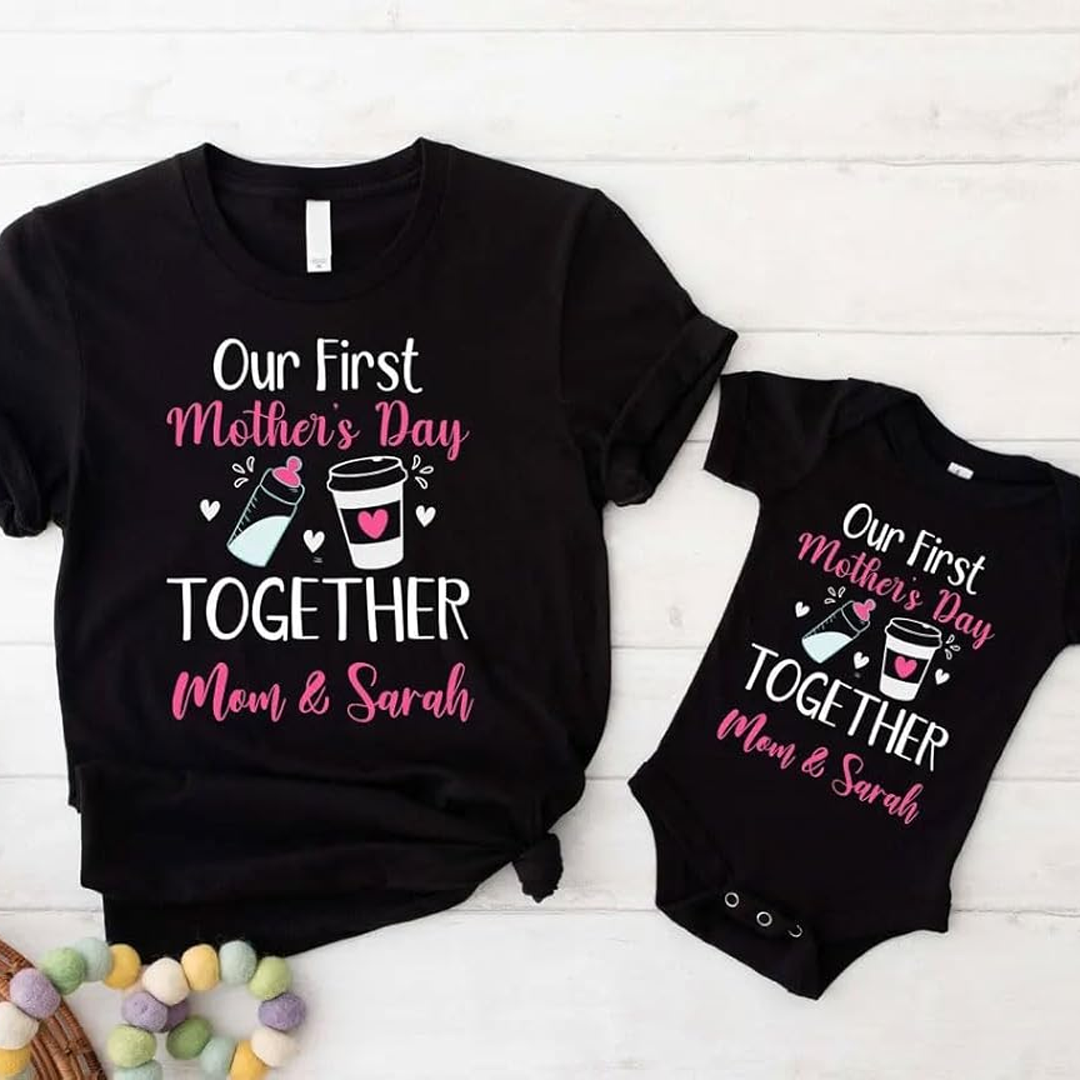 Custom Names Mommy and Me Matching Shirts Gift for New Mom