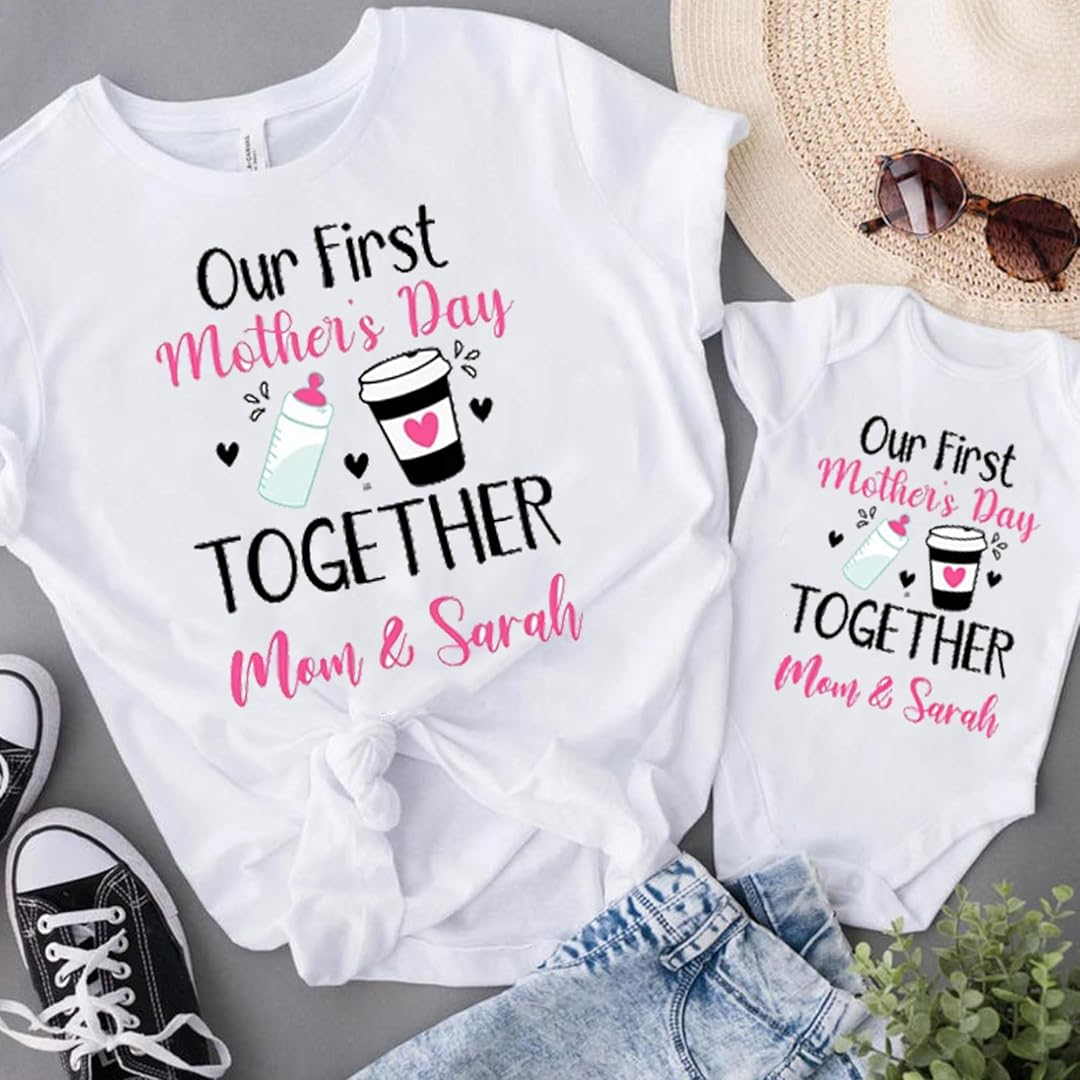 Custom Names Mommy and Me Matching Shirts Gift for New Mom
