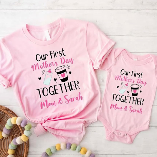 Custom Names Mommy and Me Matching Shirts Gift for New Mom