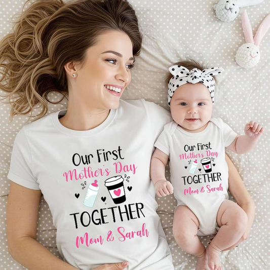 Custom Names Mommy and Me Matching Shirts Gift for New Mom