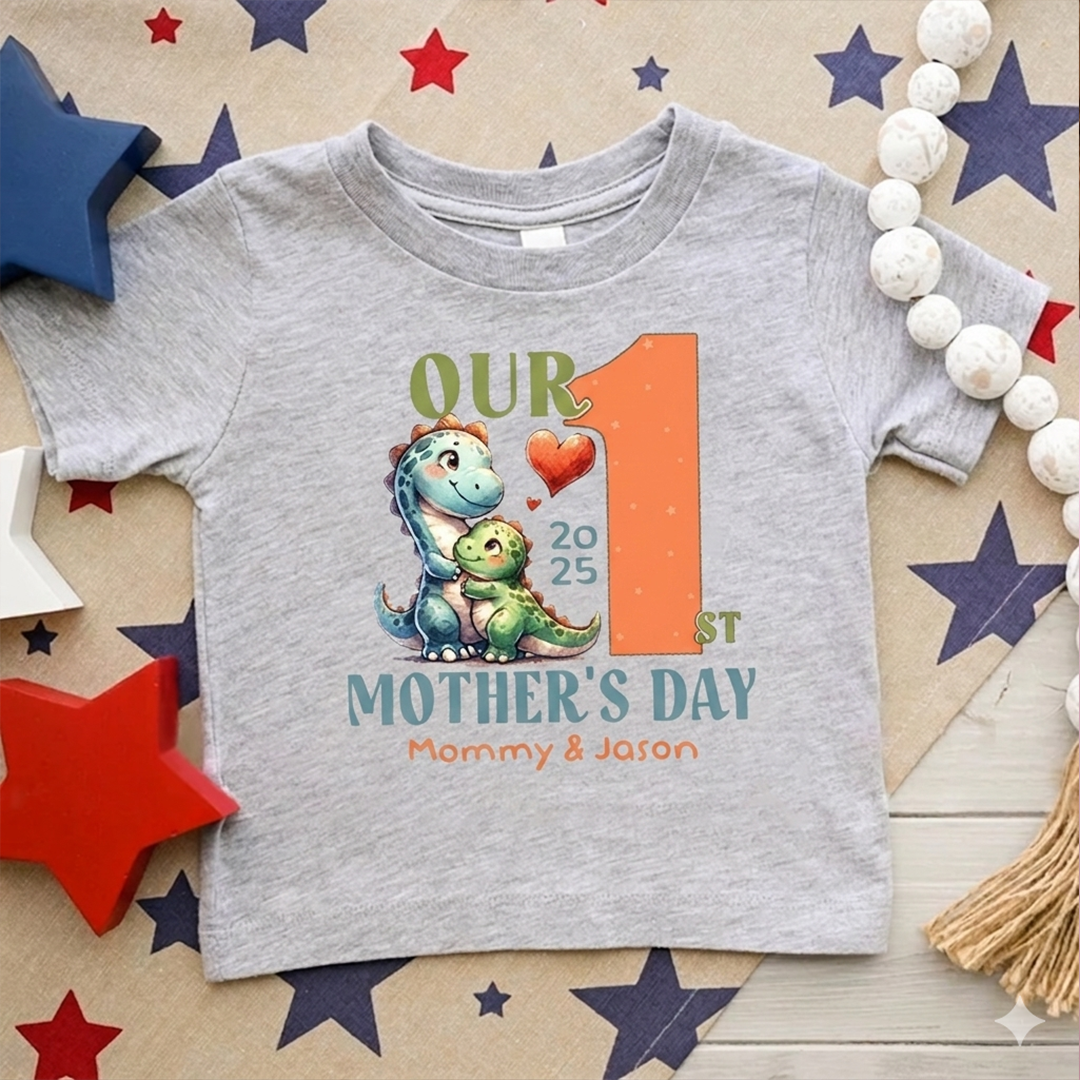 Personalized Our First Mother's Day Mom and Kids Matching Shirts, Gift for New Mom