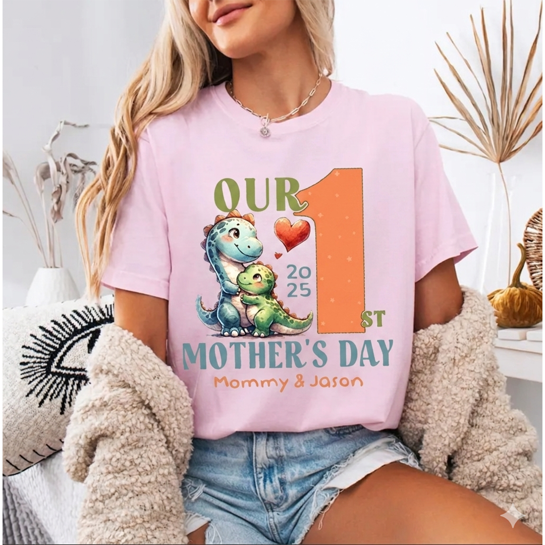 Personalized Our First Mother's Day Mom and Kids Matching Shirts, Gift for New Mom