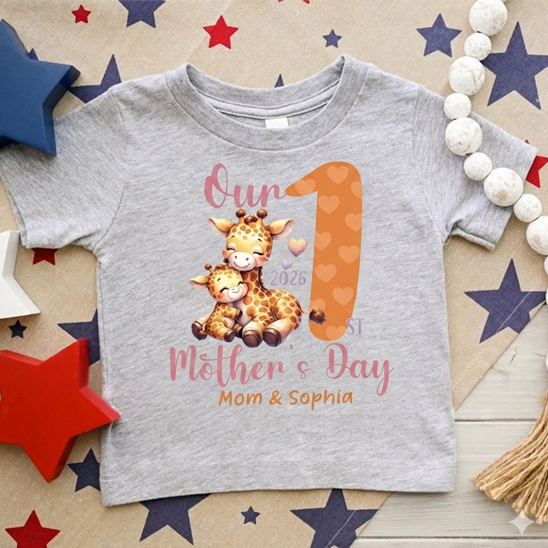 Personalized Our First Mother's Day Mommy and Kid Custom Name Matching Shirts