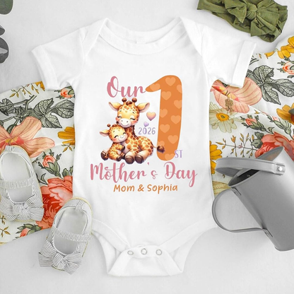 Personalized Our First Mother's Day Mommy and Kid Custom Name Matching Shirts