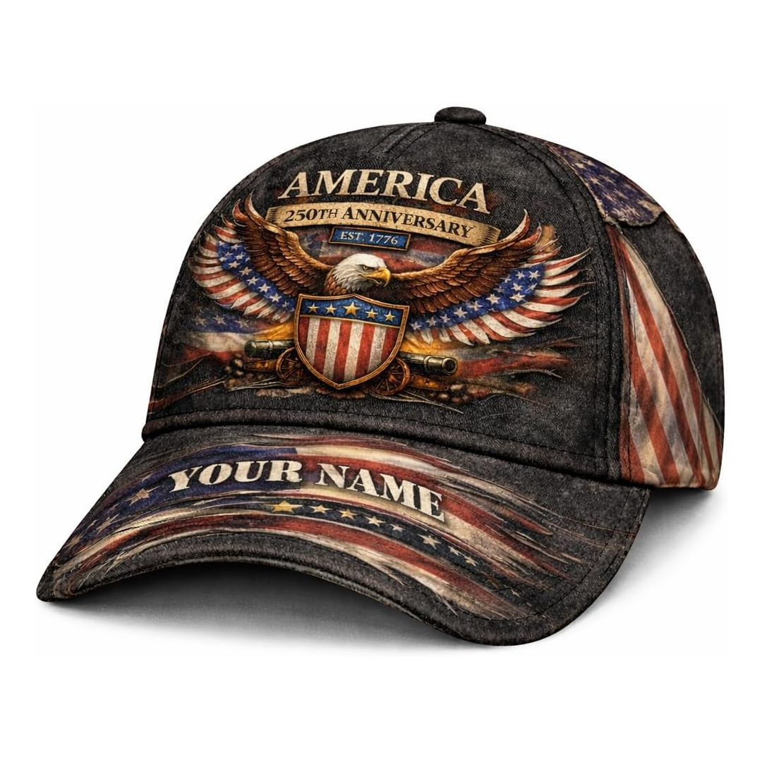 Custom American 250 Years Anniversary Printed 3D Hat, 1776-2026 Patriotic Cap Gifts