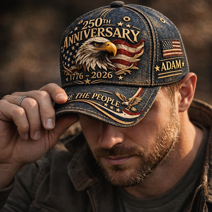 250th Anniversary USA Hat - Custom United States 250th Anniversary Hat 3D Personalized Name Gift