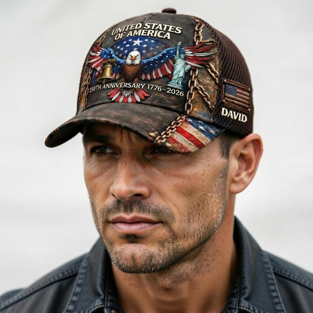 Custom American 250 Years Anniversary Printed 3D Hat, 1776-2026 Patriotic Cap Gifts