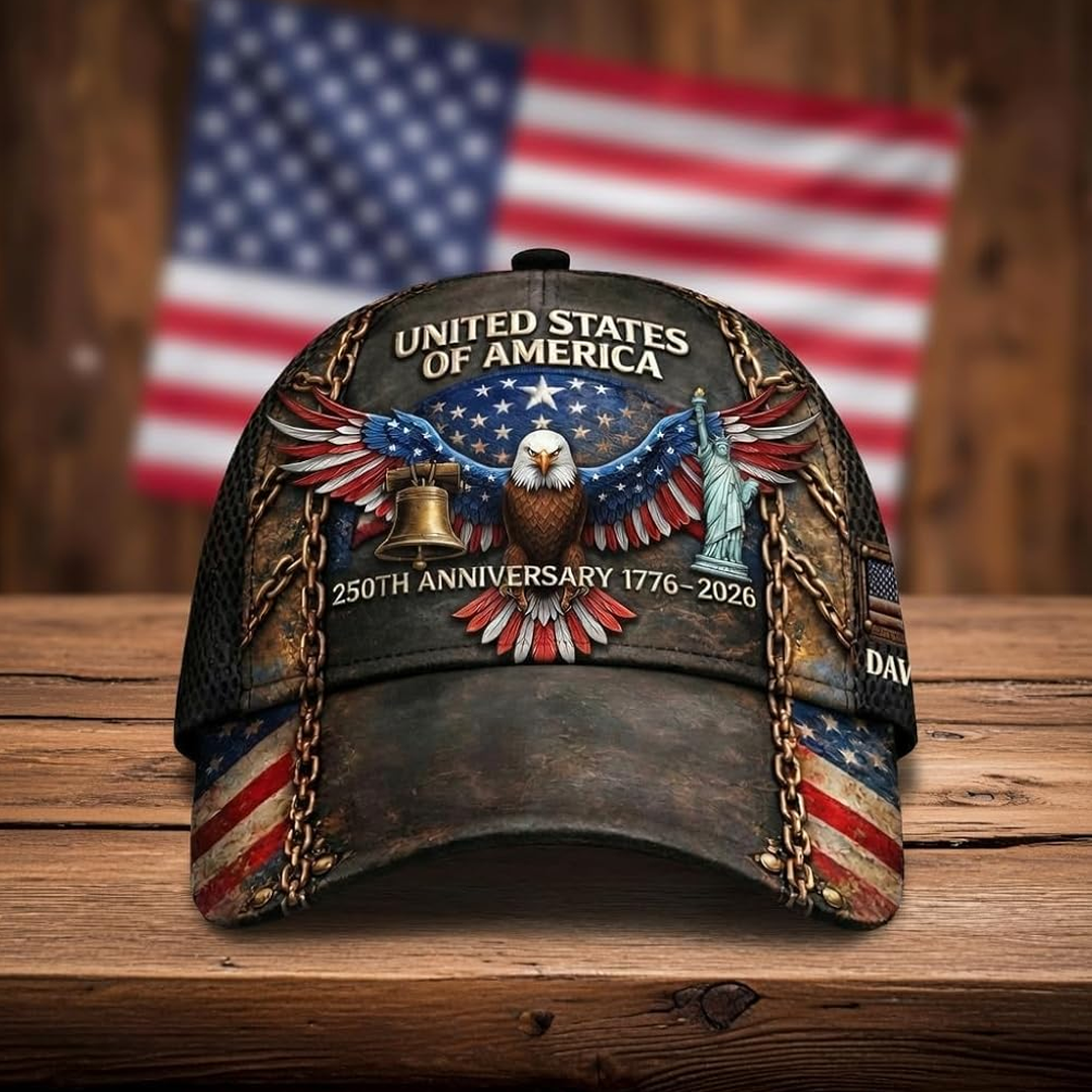 Custom American 250 Years Anniversary Printed 3D Hat, 1776-2026 Patriotic Cap Gifts
