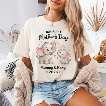 Personalized Mommy and Baby Elephant Our First Mothers Day, Mother Day Gift