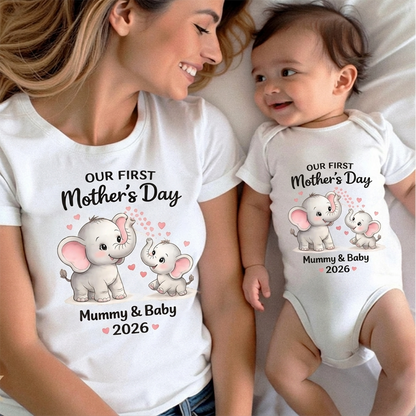 Personalized Mommy and Baby Elephant Our First Mothers Day, Mother Day Gift