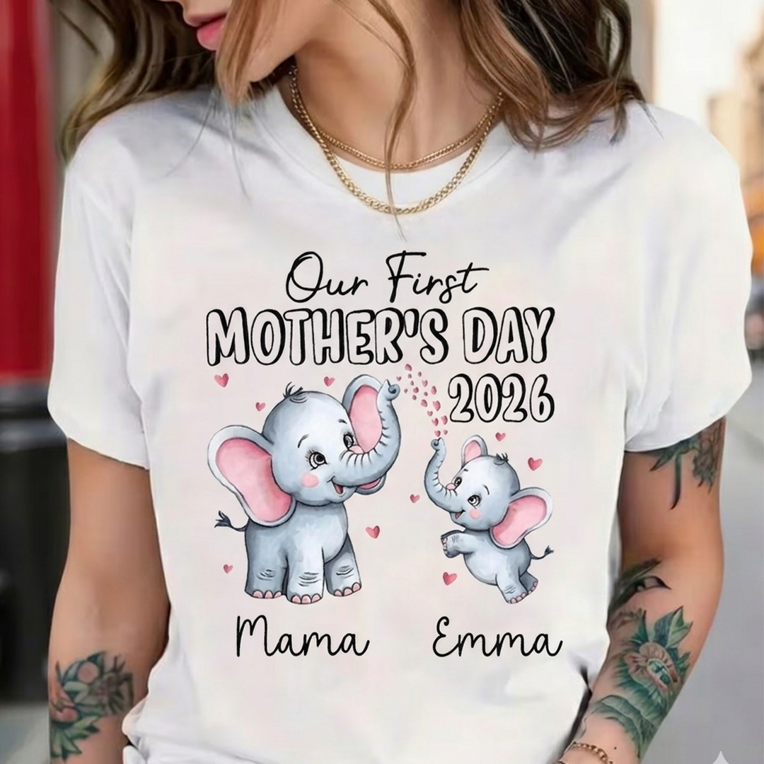 Personalized First Mother’s Day Mom & Baby Outfit Set with Names Gift for New Mom