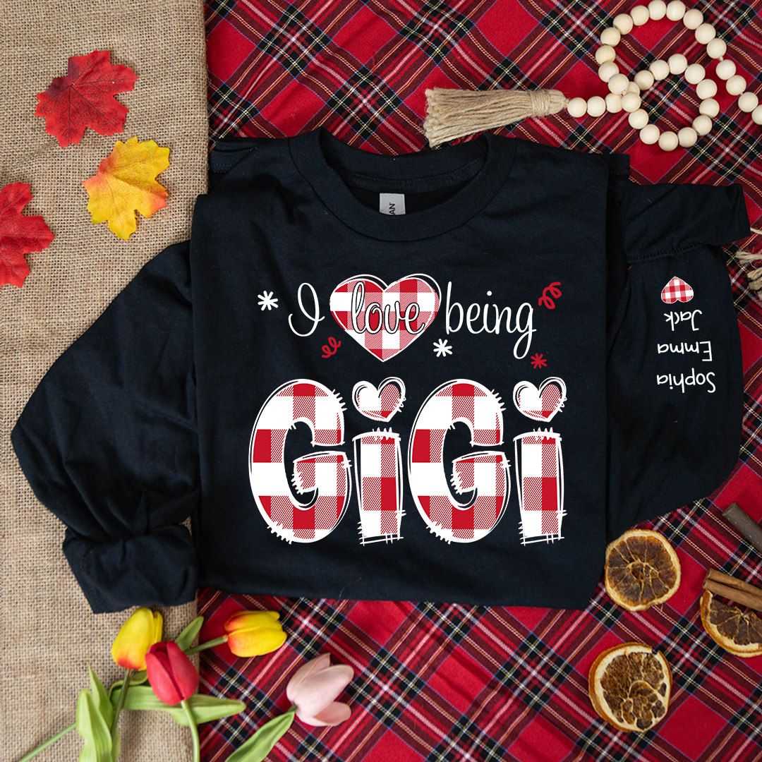 I love being Grandma Buffalo Plaid And Grandkids 2024 Longsleeve